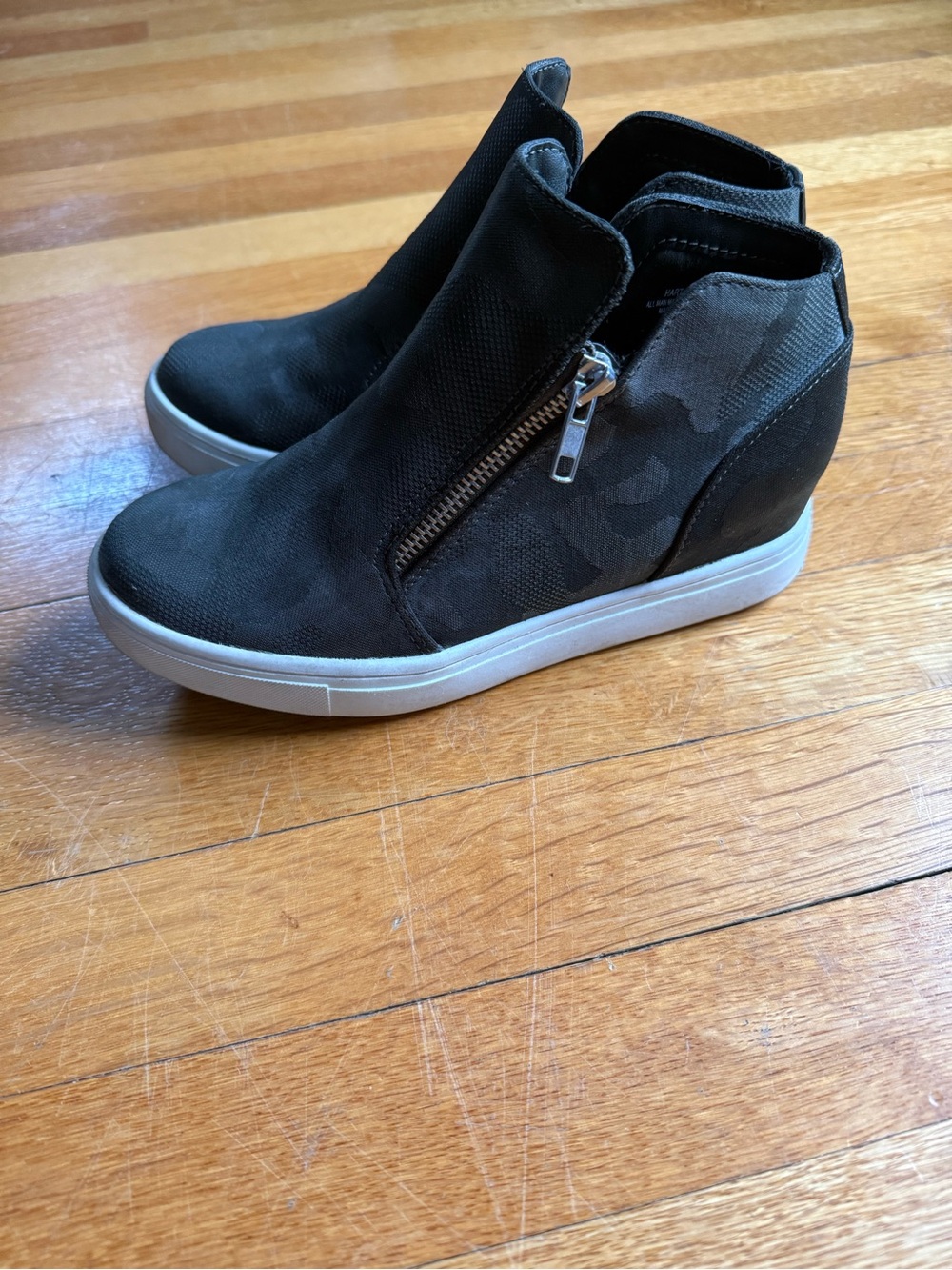 Converse Wedge Sneaker Booties in Black with Side Zip